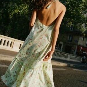 NWT ZARA lime green halter neck dress